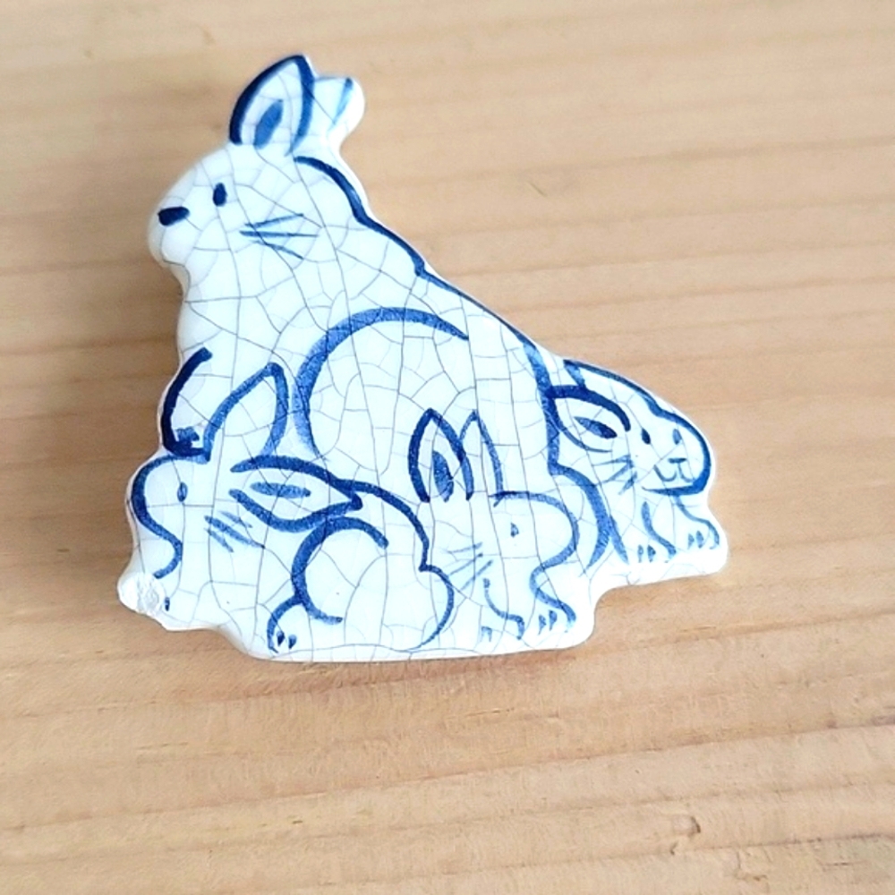 The Potting Shed Rabbit Family Brooch